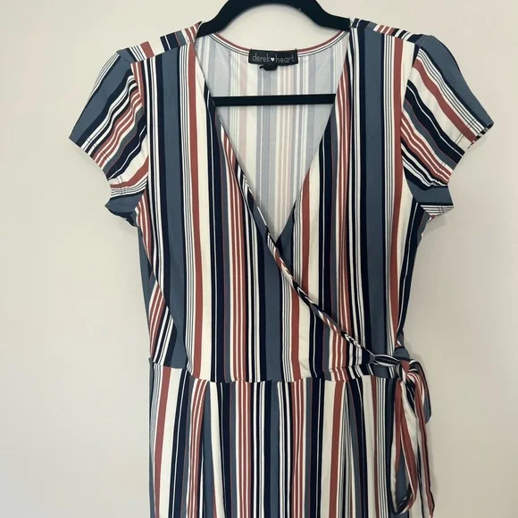 *Derek Heart Pink, Blue, & White Stripe Jumpsuit - Picture 3 of 10